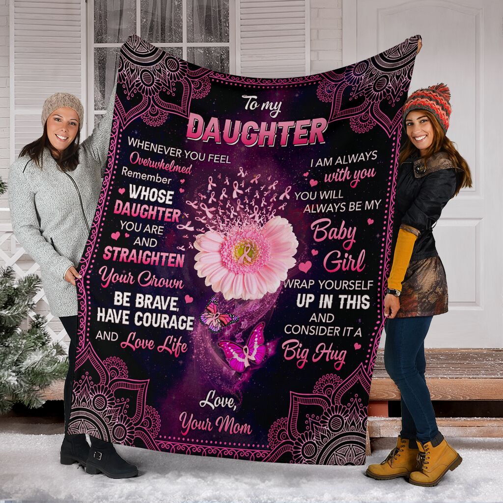 Breast Cancer To My Daughter Breast Cancer Awareness Flannel Blanket For Bedroom Couch And Daily Comfort