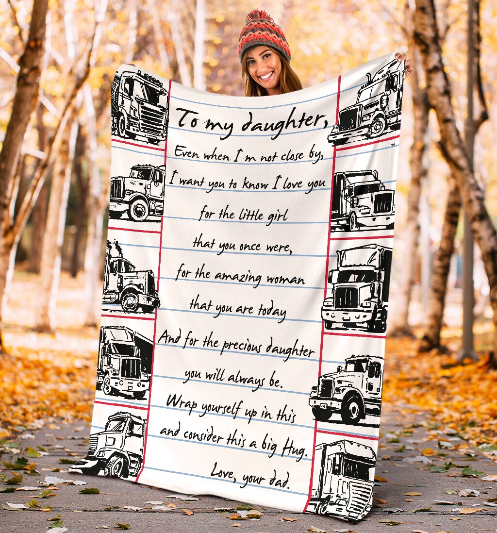 Truck To My Daughter Trucker Flannel Blanket For Bed Sofa And Reading Nook Decor