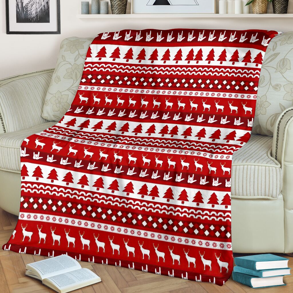 Asl Christmas White And Red Flannel Blanket For Living Room And Bedroom Styling