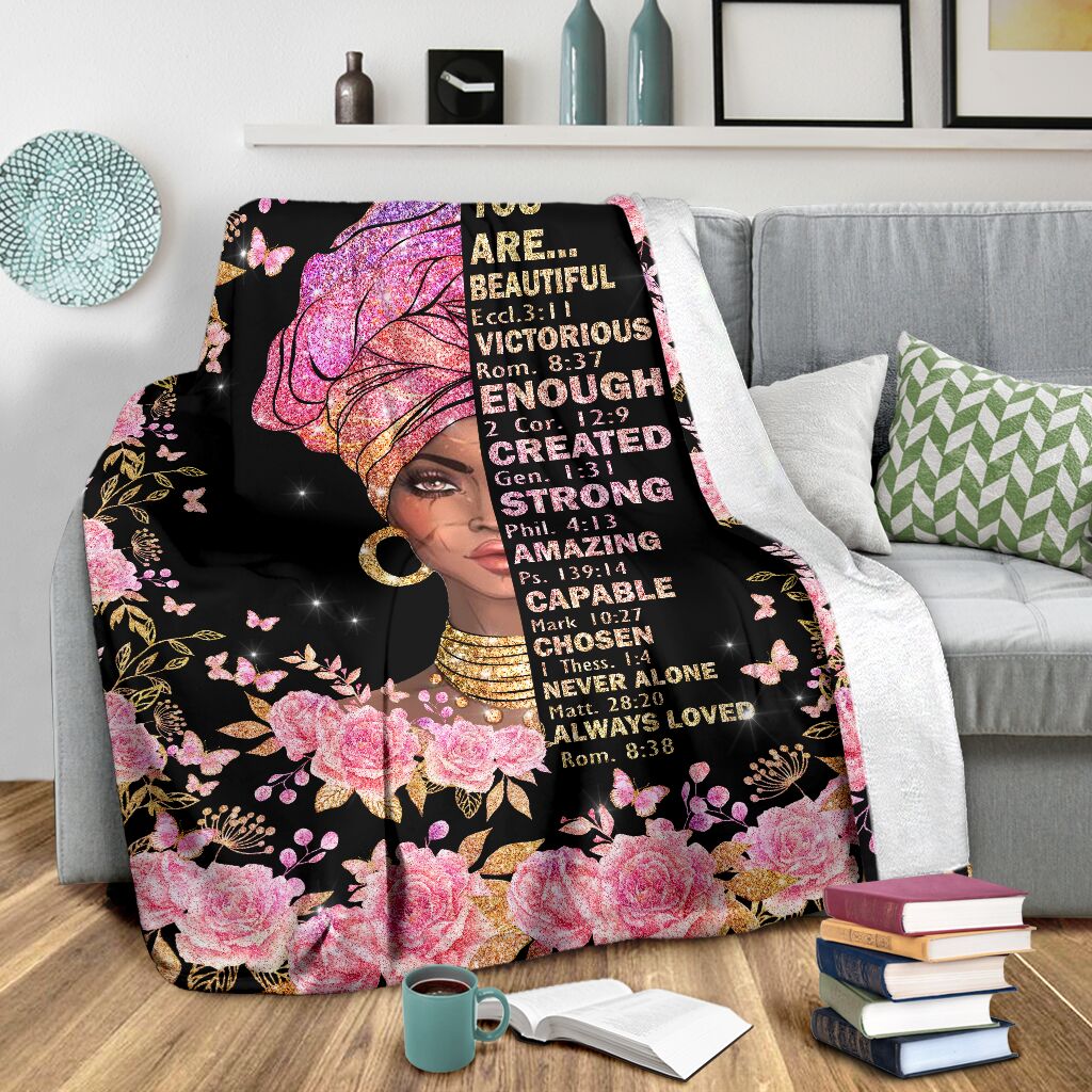 Black Woman God Says You Are African American Flannel Blanket For Relaxing At Home And Travel