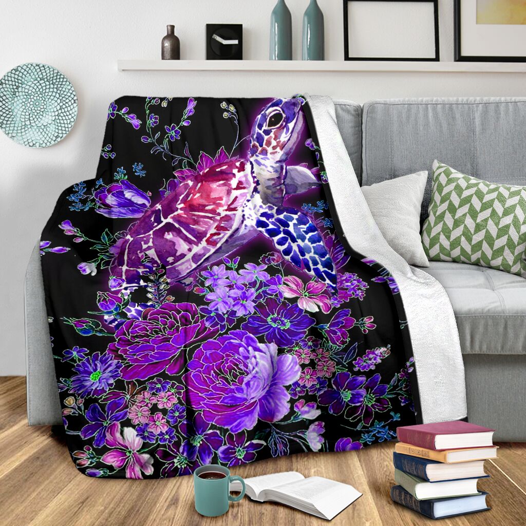 Turtle Purple Turtle Flannel Blanket For Relaxing At Home And Travel