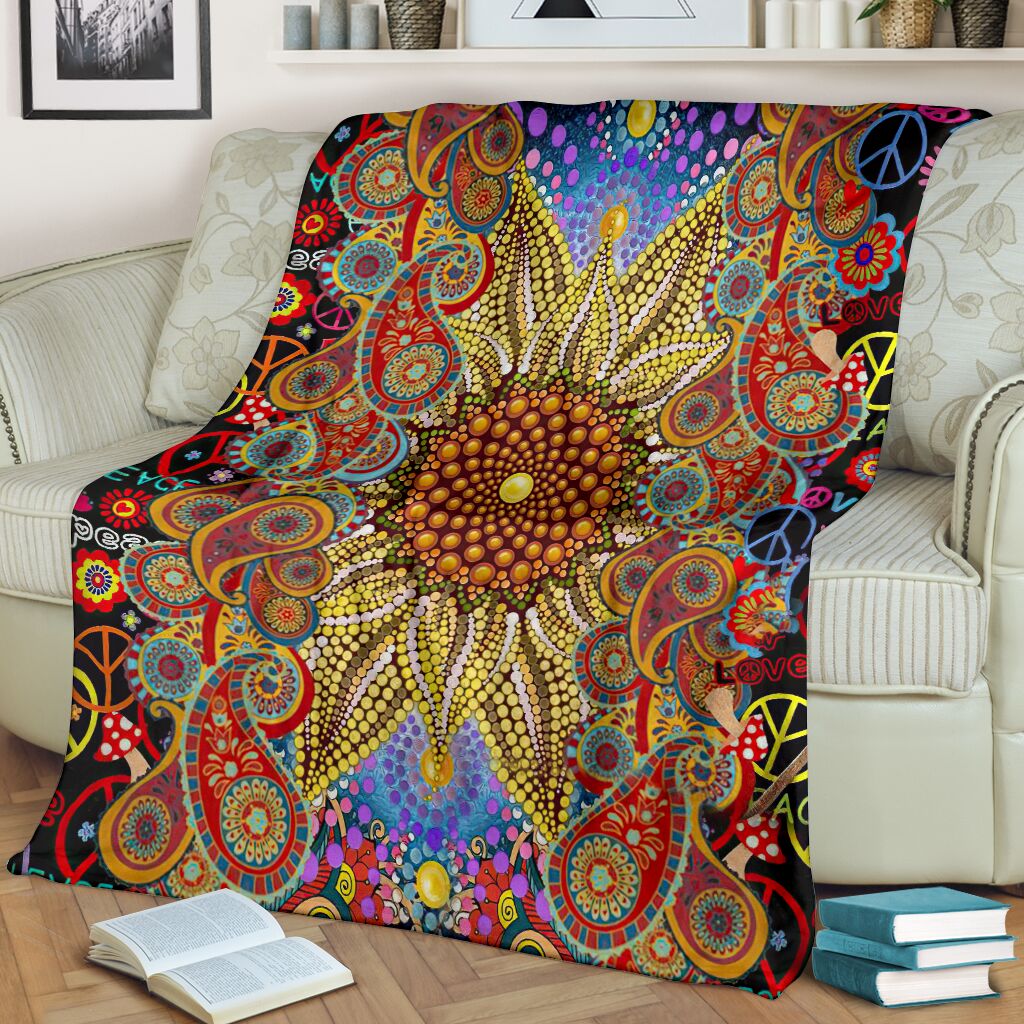 Hippie Soul Floral Beautiful Flannel Blanket For Living Room And Bedroom Styling