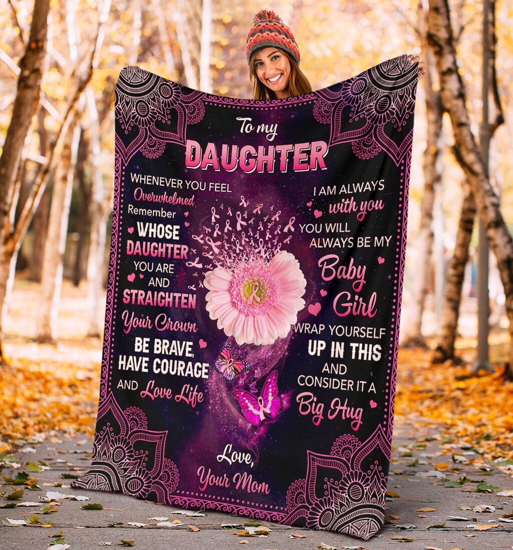 Breast Cancer To My Daughter Breast Cancer Awareness Flannel Blanket For Bed Sofa And Reading Nook Decor