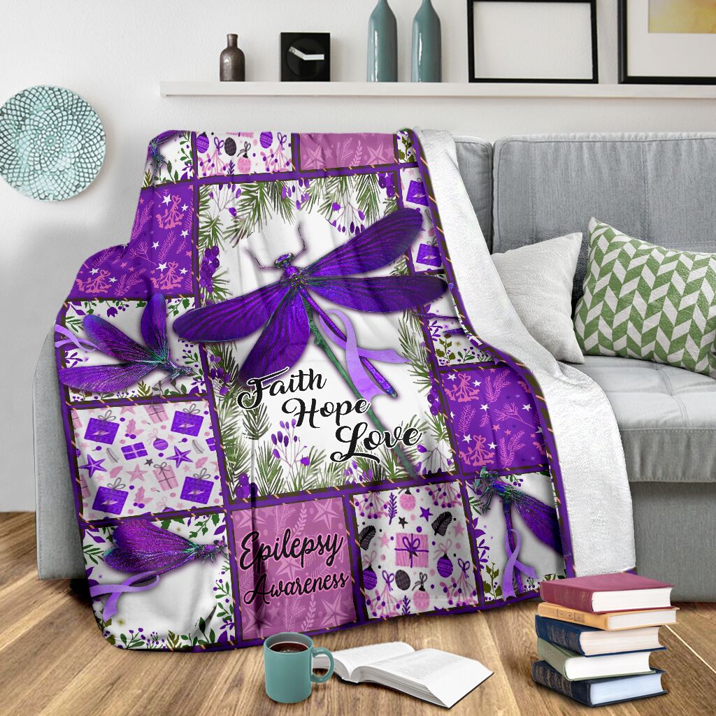 Epilepsy Awareness Butterfly Flannel Blanket For Relaxing At Home And Travel