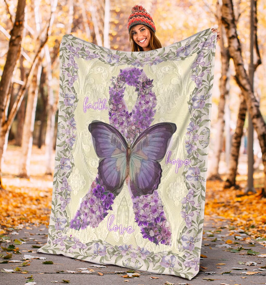 Fibromyalgia Awareness Faith Hope Love Flannel Blanket For Bed Sofa And Reading Nook Decor