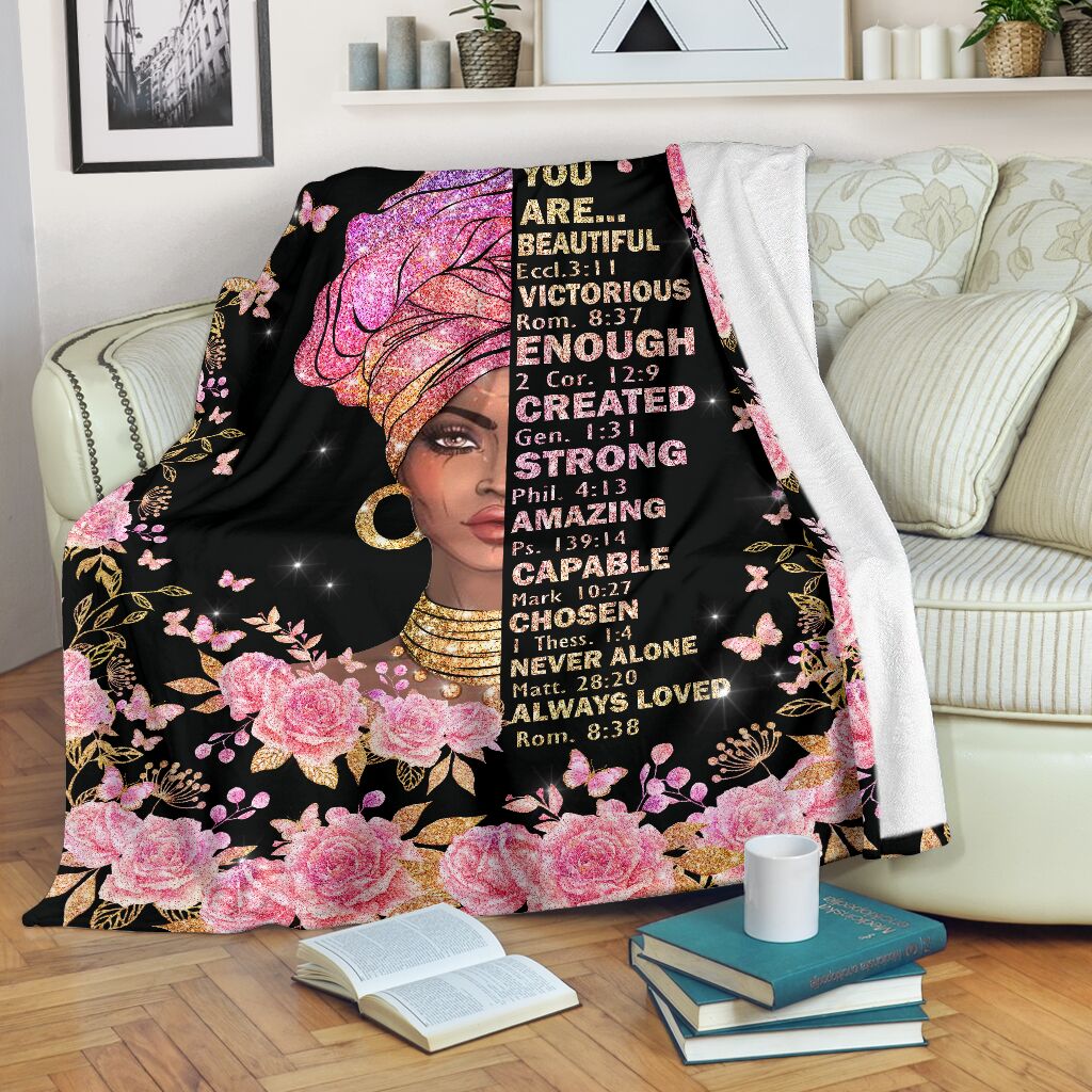 Black Woman God Says You Are African American Flannel Blanket For Warm Home Decor And Relaxation