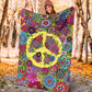 Hippie Colorful Hippie Peace Flannel Blanket For Bed Sofa And Reading Nook Decor