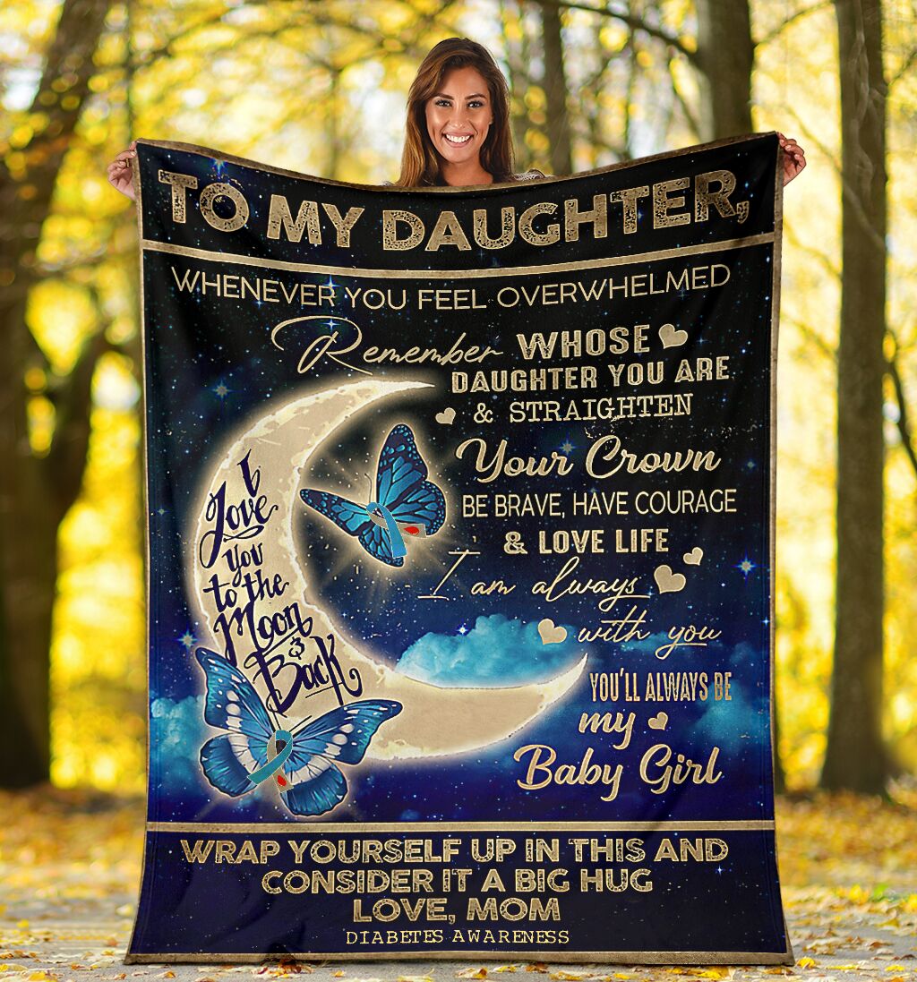 Diabetes Awareness Daughter Butterfly Flannel Blanket For Cozy Home Lounging And Gifting
