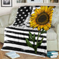 Sunflower American Flag Flannel Blanket For Living Room And Bedroom Styling