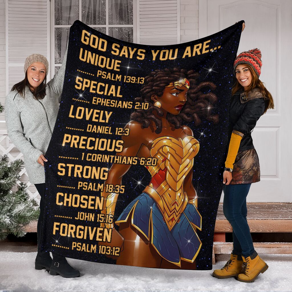 Black Girl God Says You Are African American Flannel Blanket For Bedroom Couch And Daily Comfort