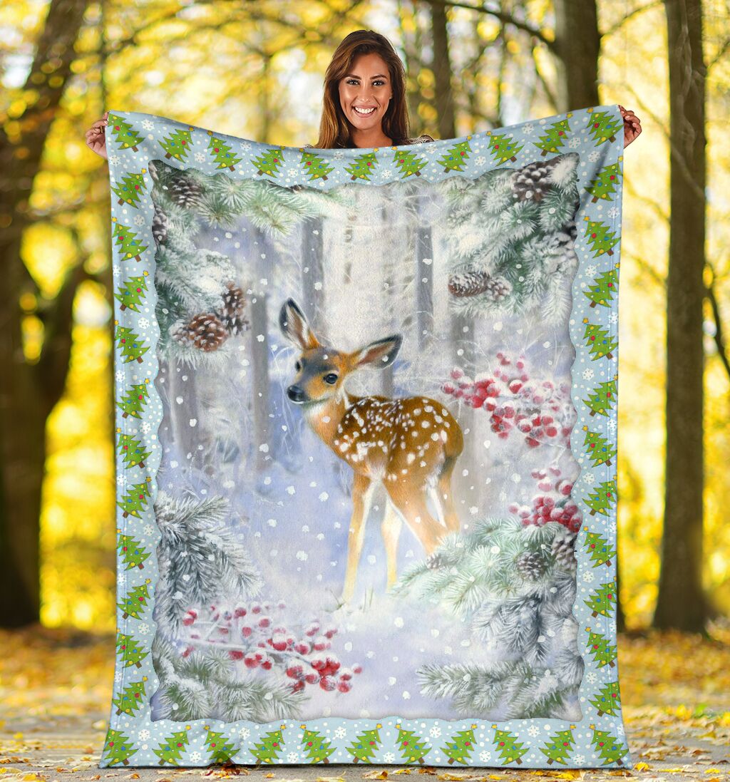 Hunting Deer Christmas Flannel Blanket For Cozy Home Lounging And Gifting