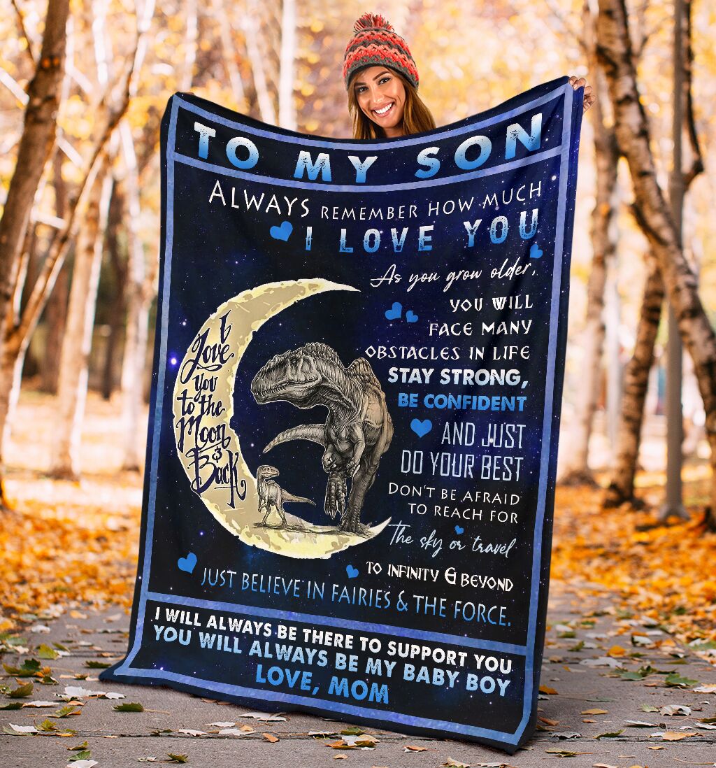 Dinosaur To My Son I Love You Flannel Blanket For Bed Sofa And Reading Nook Decor