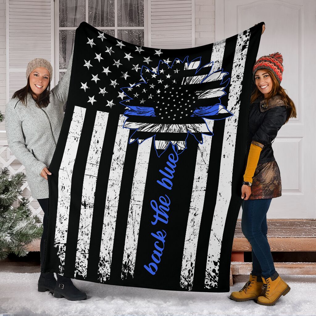 Police Officer Back The Blue Love Life Flannel Blanket For Bedroom Couch And Daily Comfort