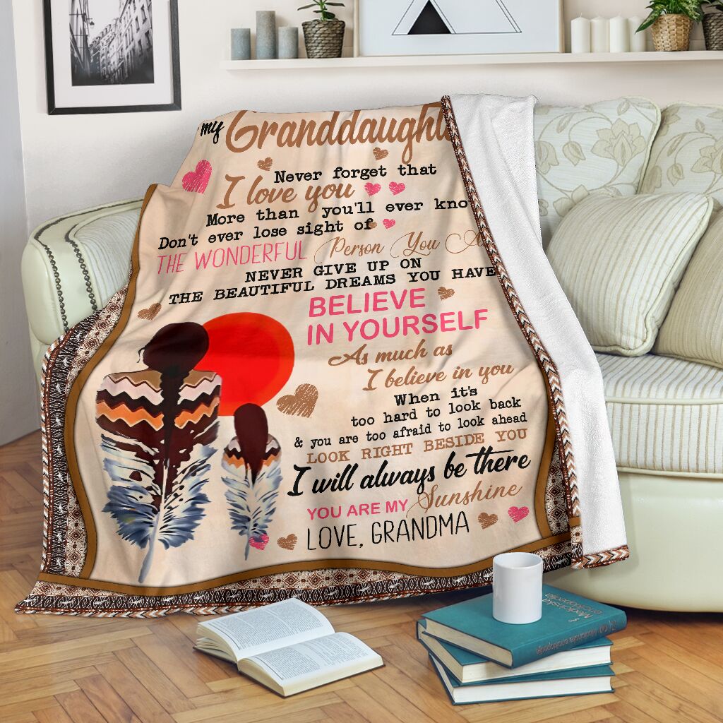 Native To My Granddaughter Native American Flannel Blanket For Bedroom Couch And Daily Comfort