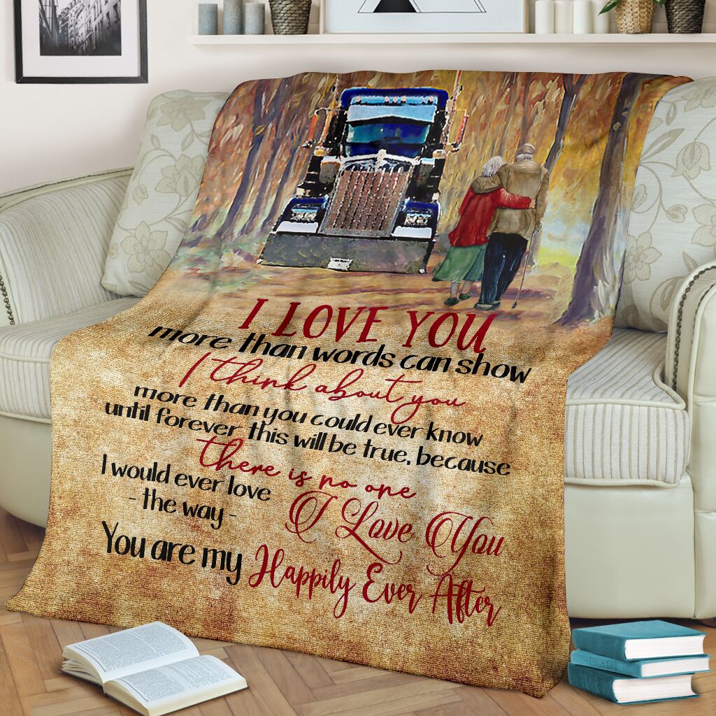 Truck I Love You Truck Couple Trucker Flannel Blanket For Living Room And Bedroom Styling