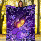 Butterfly With Purple Flowers Flannel Blanket For Cozy Home Lounging And Gifting