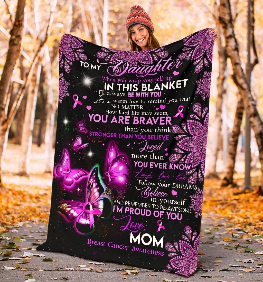 Breast Cancer To Daughter Breast Cancer Awareness Flannel Blanket For Bed Sofa And Reading Nook Decor
