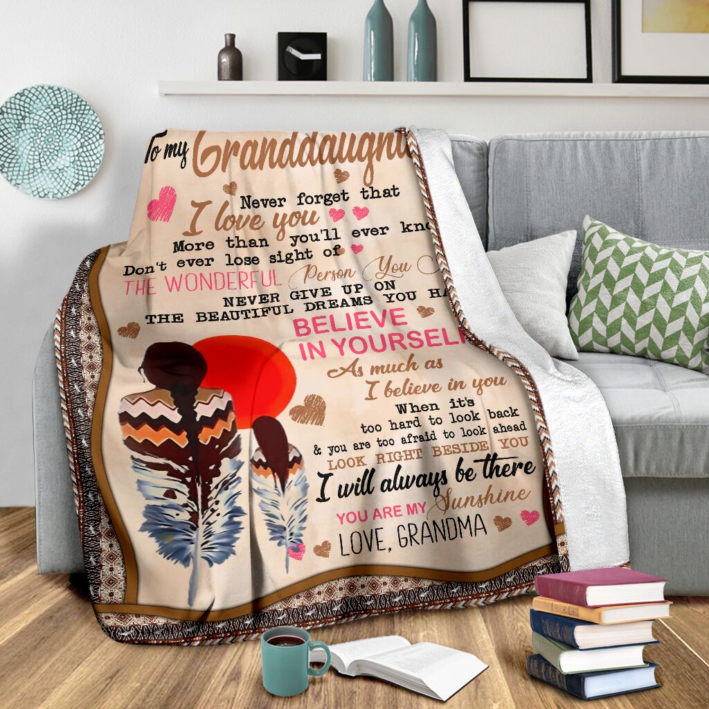 Native To My Granddaughter Native American Flannel Blanket For Relaxing At Home And Travel