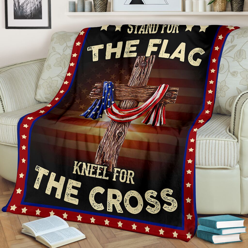 God Stand For The Flag American Flag Christian Flannel Blanket For Living Room And Bedroom Styling