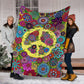Hippie Colorful Hippie Peace Flannel Blanket For Bedroom Couch And Daily Comfort