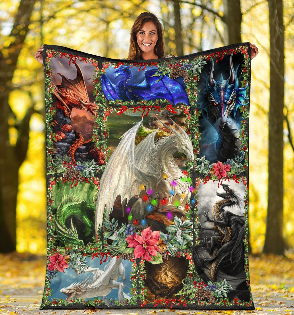 Dragon Christmas Love Flannel Blanket For Cozy Home Lounging And Gifting