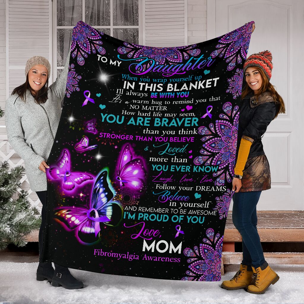 Fibromyalgia Awareness Butterfly Flannel Blanket For Bedroom Couch And Daily Comfort