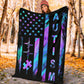 Autism Awareness American Flag Color Flannel Blanket For Bed Sofa And Reading Nook Decor