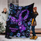 Flower Faith Hope Love Fibromyalgia Awareness Flannel Blanket For Bedroom Couch And Daily Comfort