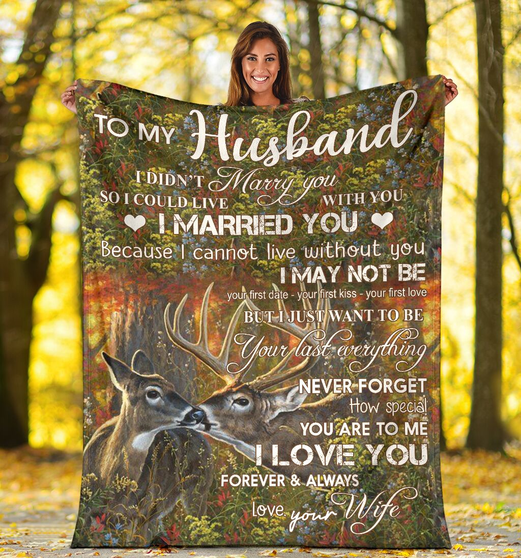 Deer To My Husband Hunting Flannel Blanket For Cozy Home Lounging And Gifting
