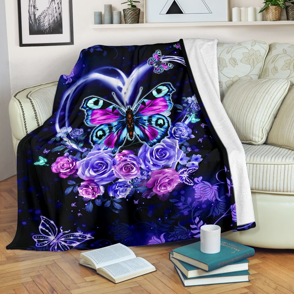 Butterfly Love Romantic Flannel Blanket For Soft Bed Couch And Home Comfort