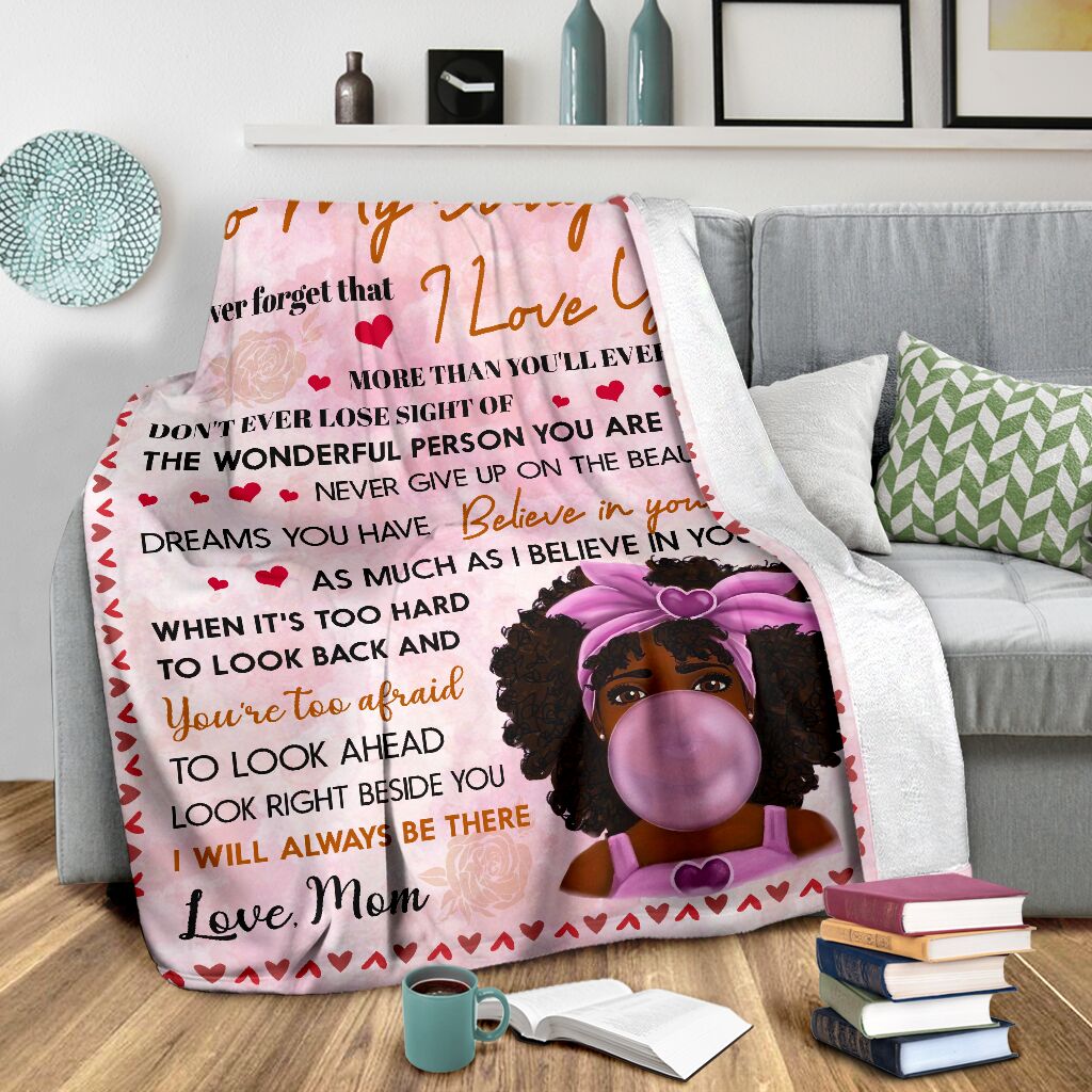 Black Girl To My Daughter African American Flannel Blanket For Relaxing At Home And Travel