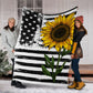 Sunflower American Flag Flannel Blanket For Bedroom Couch And Daily Comfort