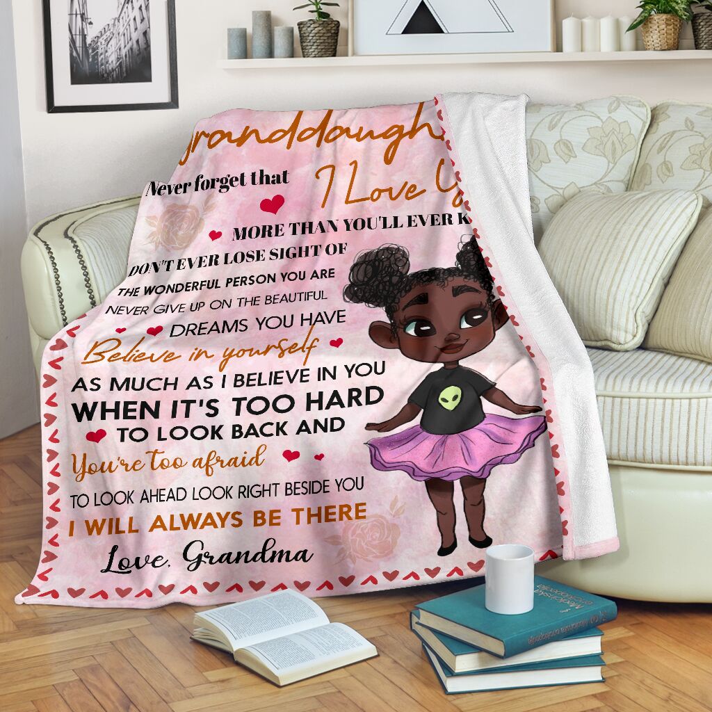 Black Girl To My Granddaughter African Flannel Blanket For Soft Bed Couch And Home Comfort