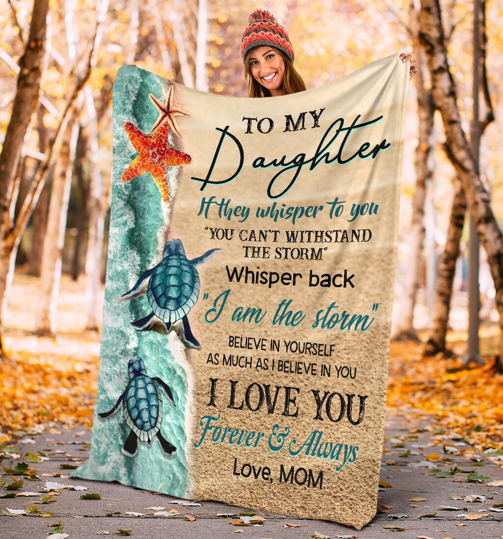 Turtle To My Daughter Flannel Blanket For Bed Sofa And Reading Nook Decor