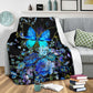Butterfly With Blue Flowers Flannel Blanket For Relaxing At Home And Travel