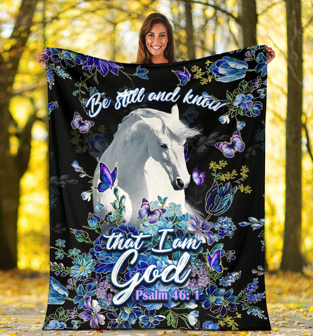 Horse Be Still And Knowing That I Am God Flannel Blanket For Cozy Home Lounging And Gifting