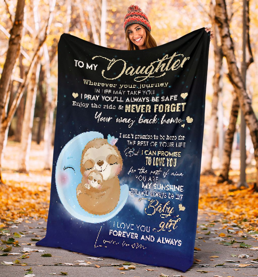 Sloth To My Daughter Flannel Blanket For Bed Sofa And Reading Nook Decor
