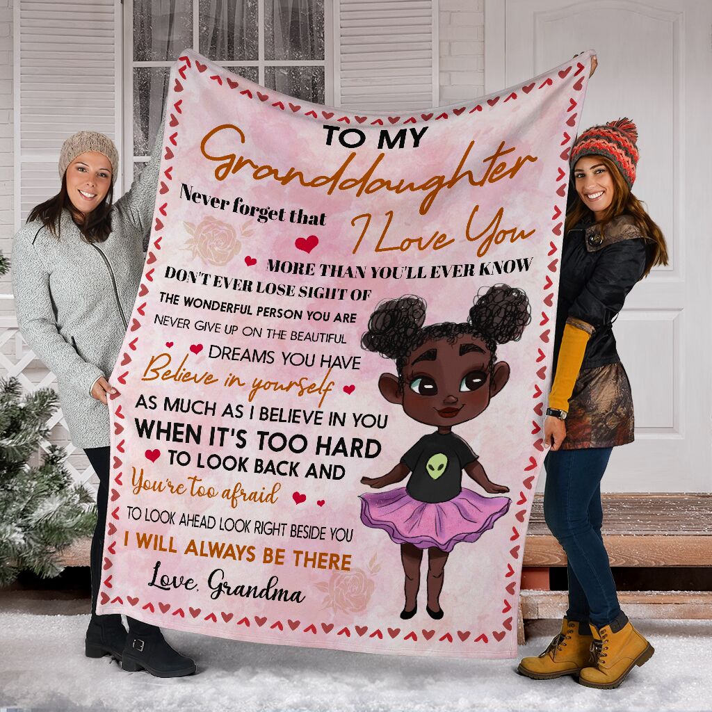 Black Girl To My Granddaughter African Flannel Blanket For Bedroom Couch And Daily Comfort
