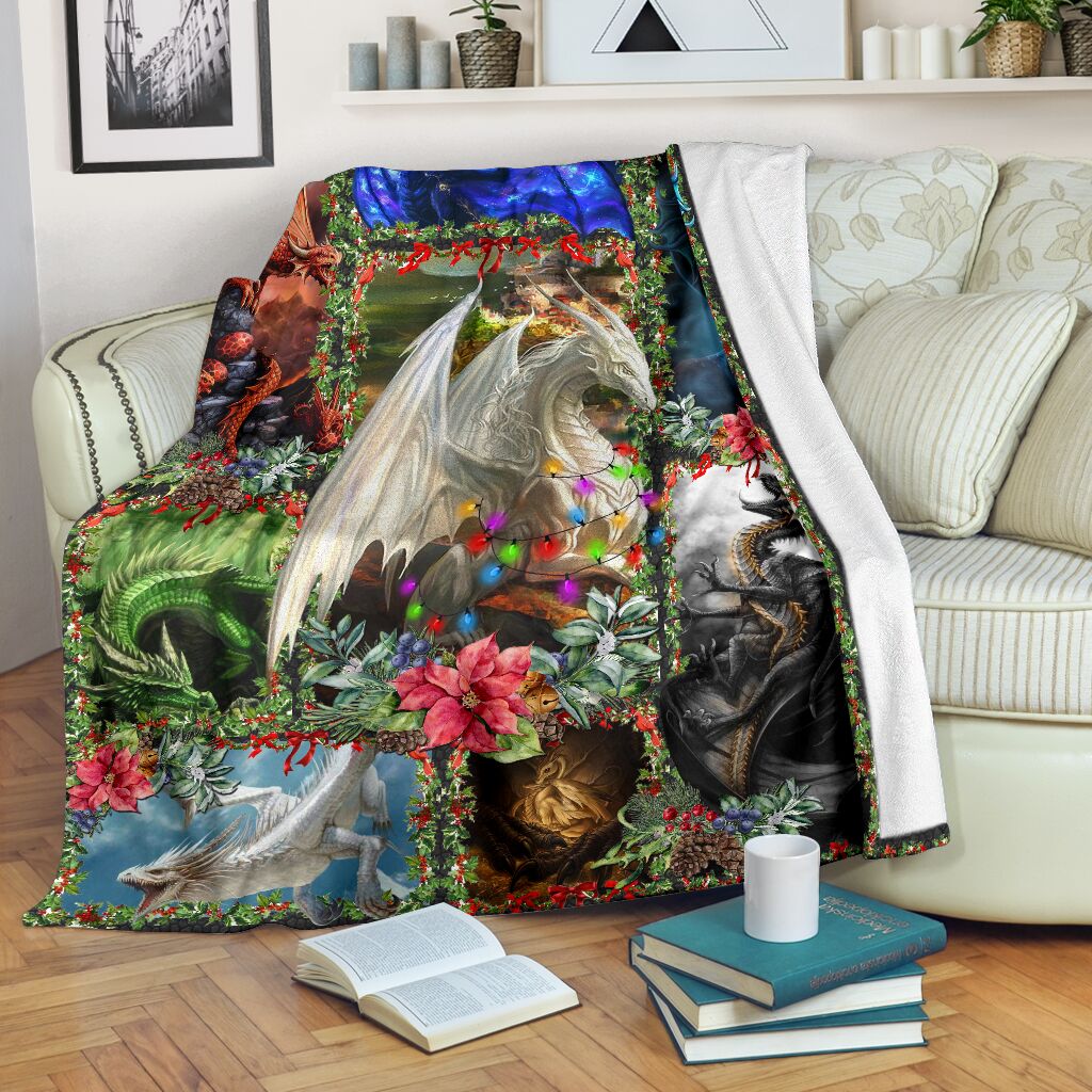 Dragon Christmas Love Flannel Blanket For Soft Bed Couch And Home Comfort