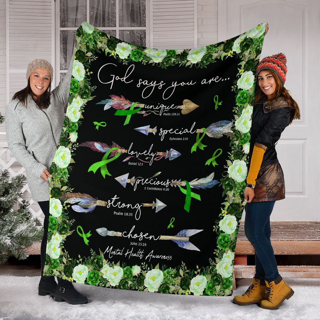 God Says You Are Mental Health Awareness Flannel Blanket For Bedroom Couch And Daily Comfort