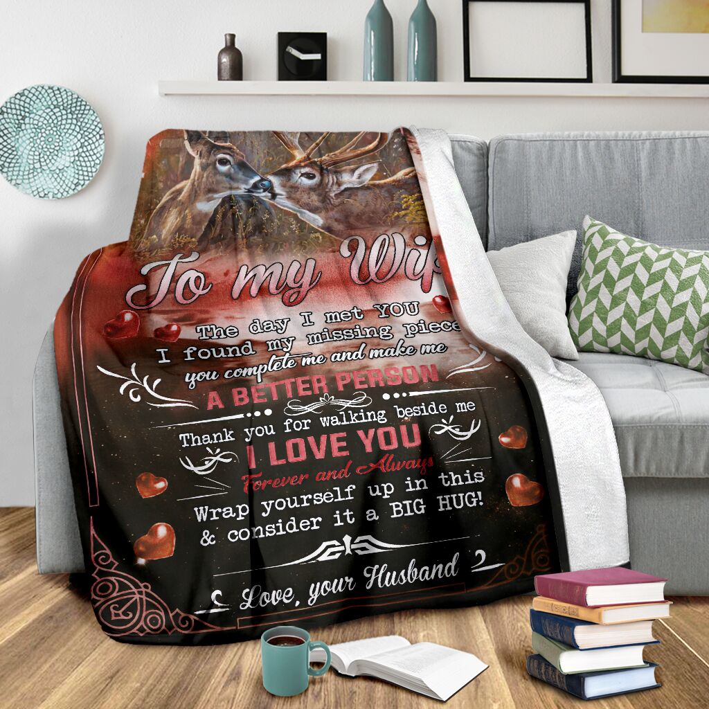Hunting To My Wife Flannel Blanket For Relaxing At Home And Travel