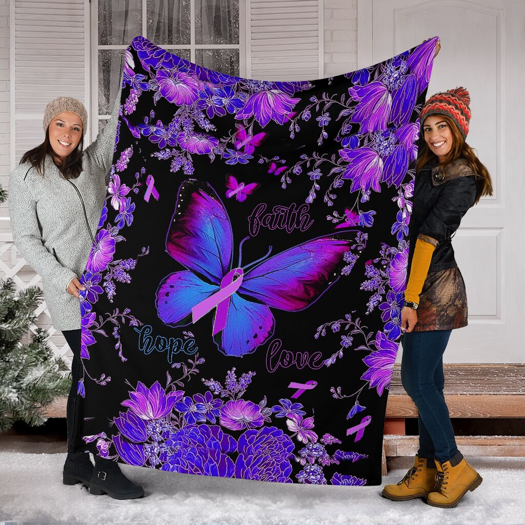 Butterfly Faith Hope Love Flannel Blanket For Bedroom Couch And Daily Comfort