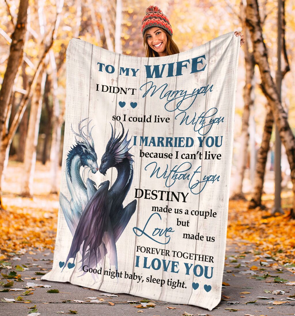 Dragon To My Gorgeous Wife Flannel Blanket For Bed Sofa And Reading Nook Decor