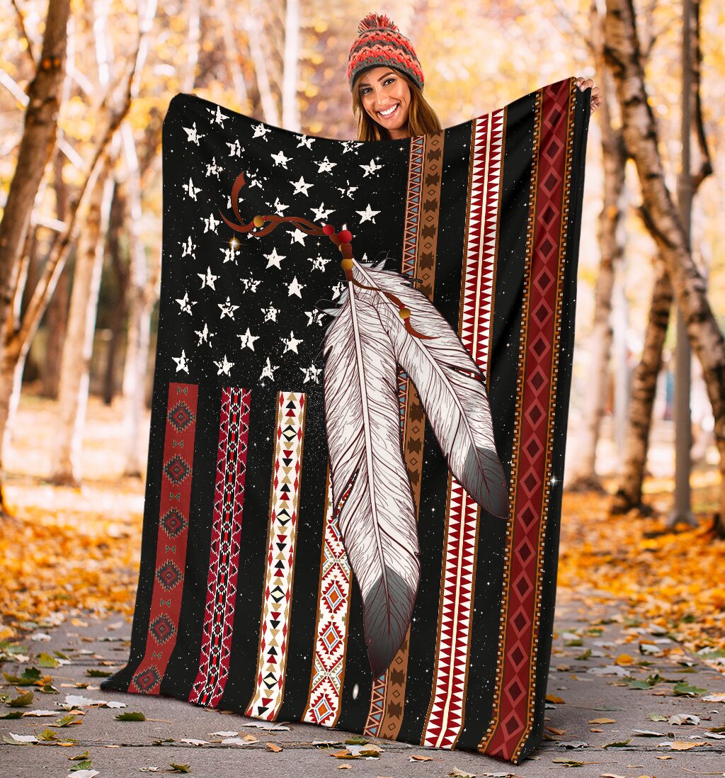 Native American Flag Native American Flannel Blanket For Bed Sofa And Reading Nook Decor