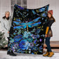 Dragonfly Blue Floral Flannel Blanket For Bedroom Couch And Daily Comfort