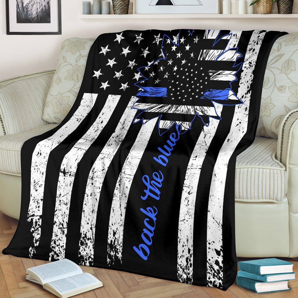 Police Officer Back The Blue Love Life Flannel Blanket For Living Room And Bedroom Styling