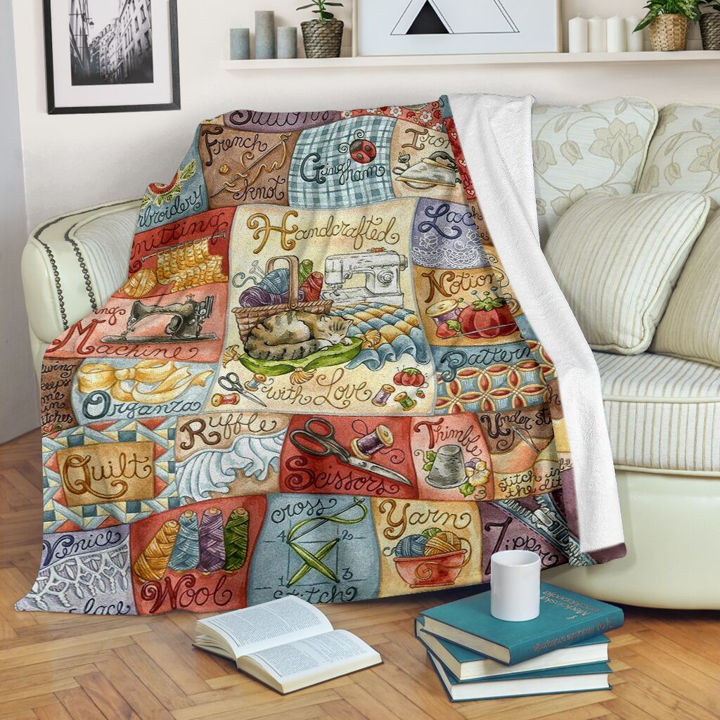 Sewing Handcrafted With Love Flannel Blanket For Warm Home Decor And Relaxation