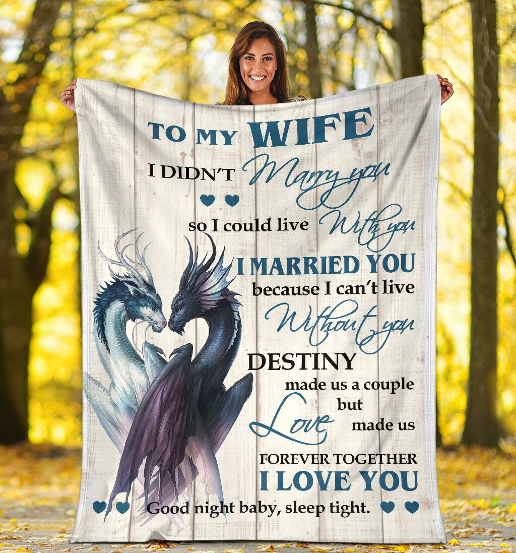 Dragon To My Gorgeous Wife Flannel Blanket For Cozy Home Lounging And Gifting