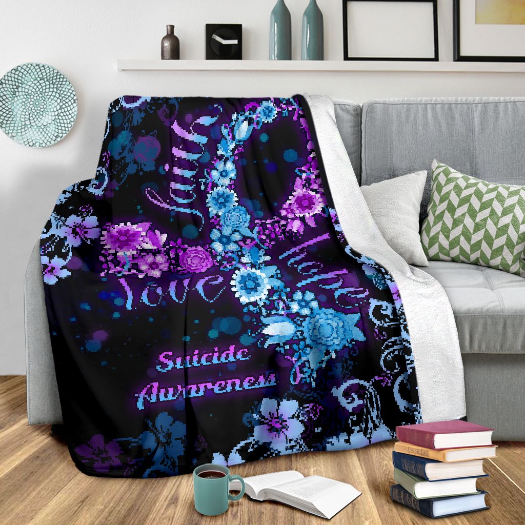 Mental Health Awareness Floral Flannel Blanket For Relaxing At Home And Travel