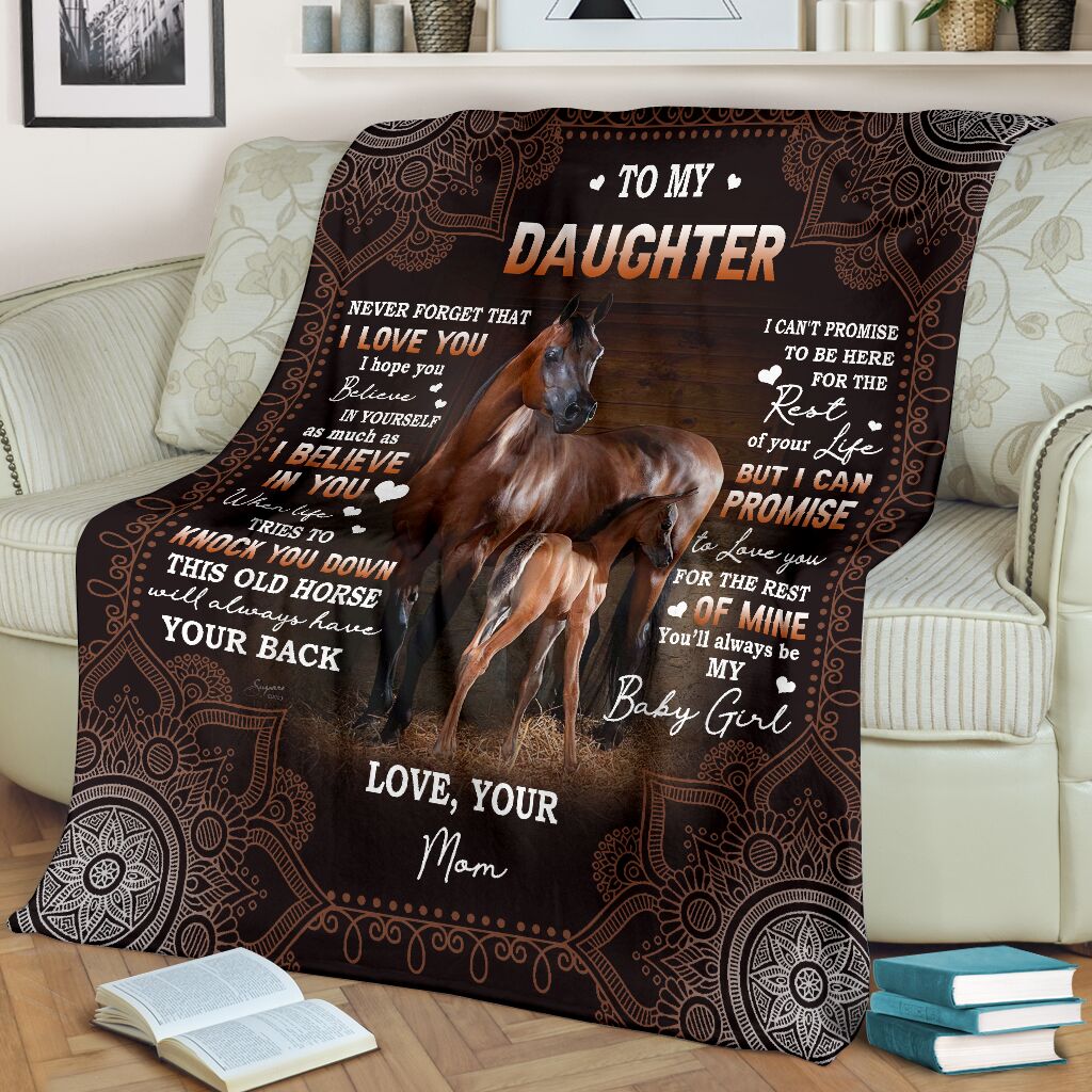 Horse To My Daughter Horse Brown Flannel Blanket For Living Room And Bedroom Styling